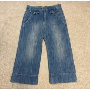 Isabel Marant Etoile Wide-Leg Crop Jeans Button Flap Pockets Size 36 US S/4